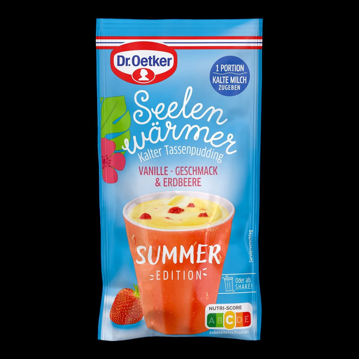 Dr. Oetker Seelenwärmer Kalter Tassenpudding Vanille-Geschmack & Erdbeere 36g