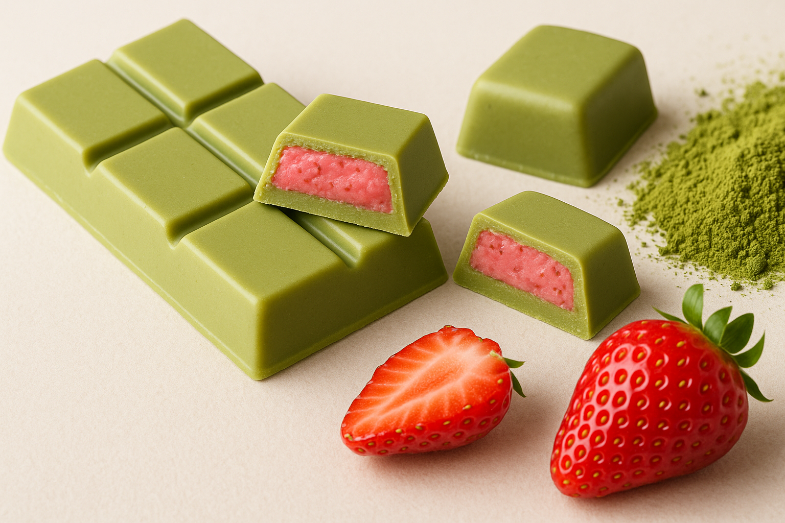 🍵 Der süsseste Trend 2025: Matcha-Schokolade mit Erdbeerfüllung 🍓