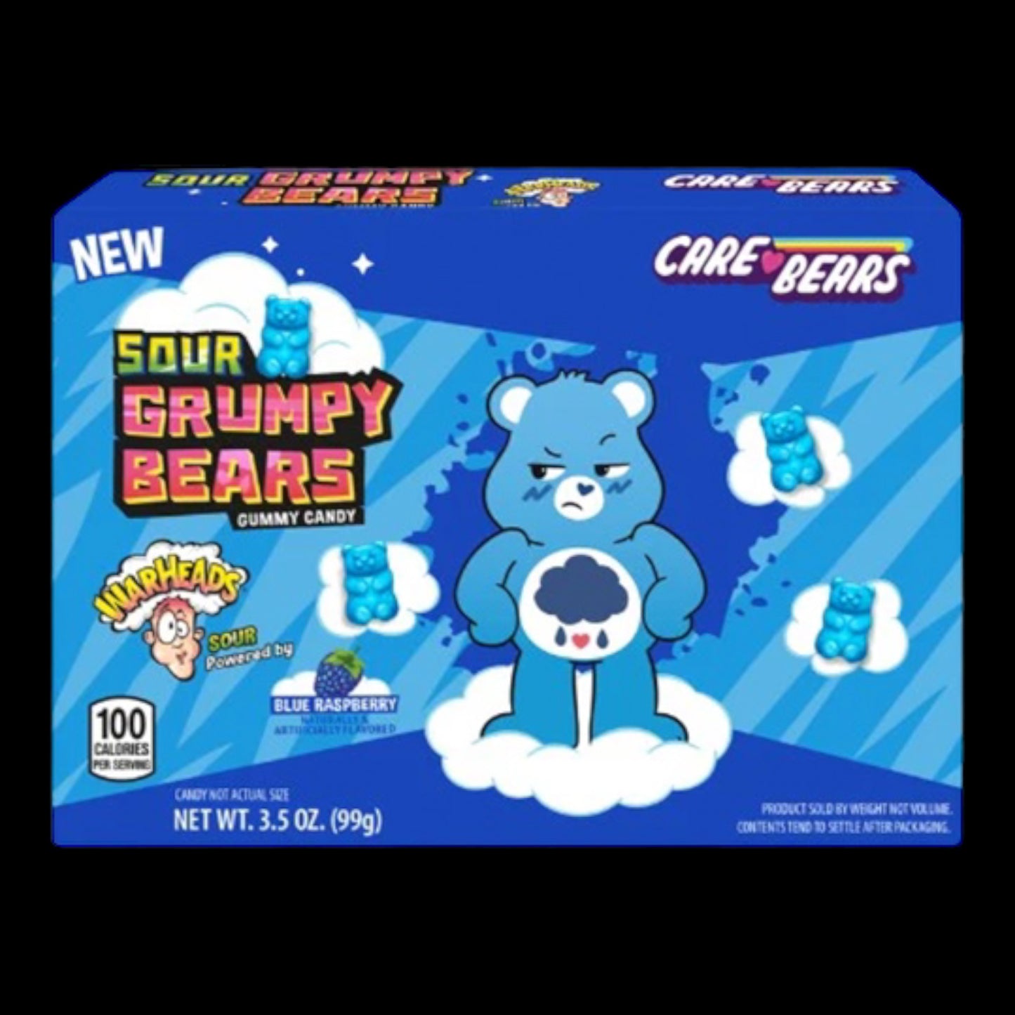 Warheads Blue Raspberry Grumpy Bears 99g