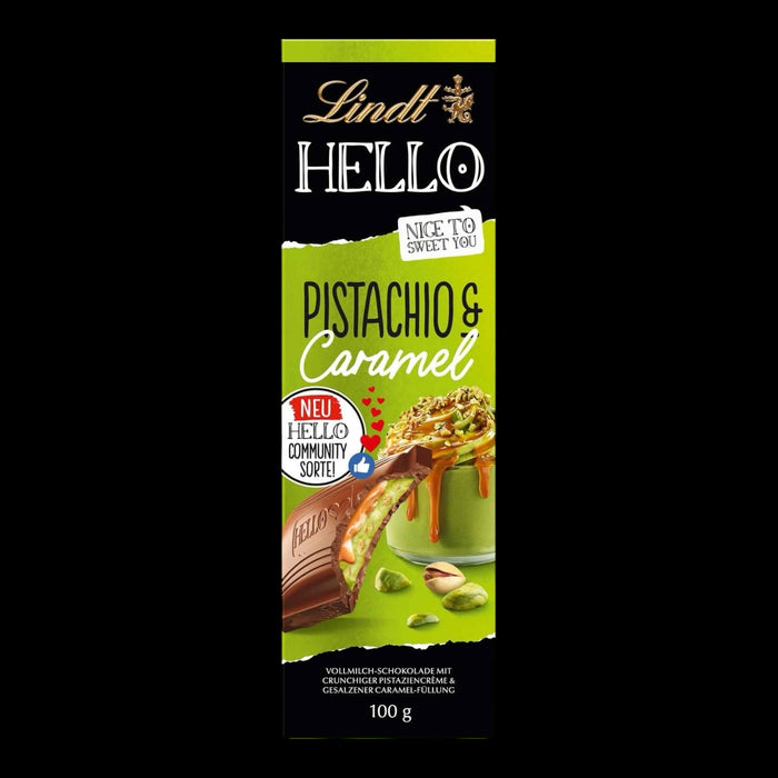 Lindt Hello Pistachio & Caramel Vollmilch Tafel 100g