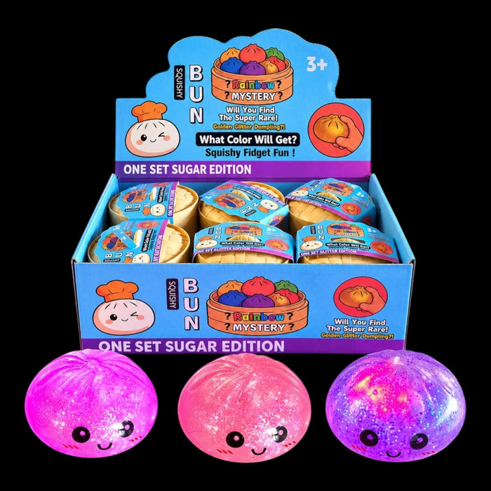 Viral Squishy Bun Dumpling Glitter & Light Ball LED Edition Gross