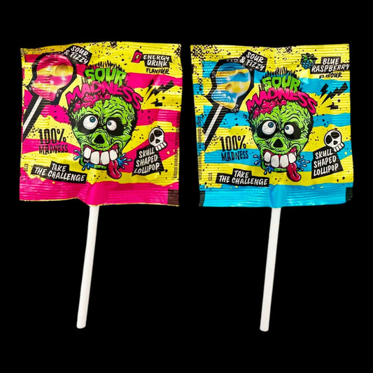 Sour Madness Skull Shaped Lollipops 1er