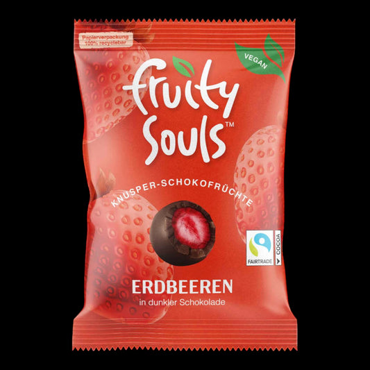 FruitySouls Knusper-Schokofrüchte Erdbeeren vegan 80g