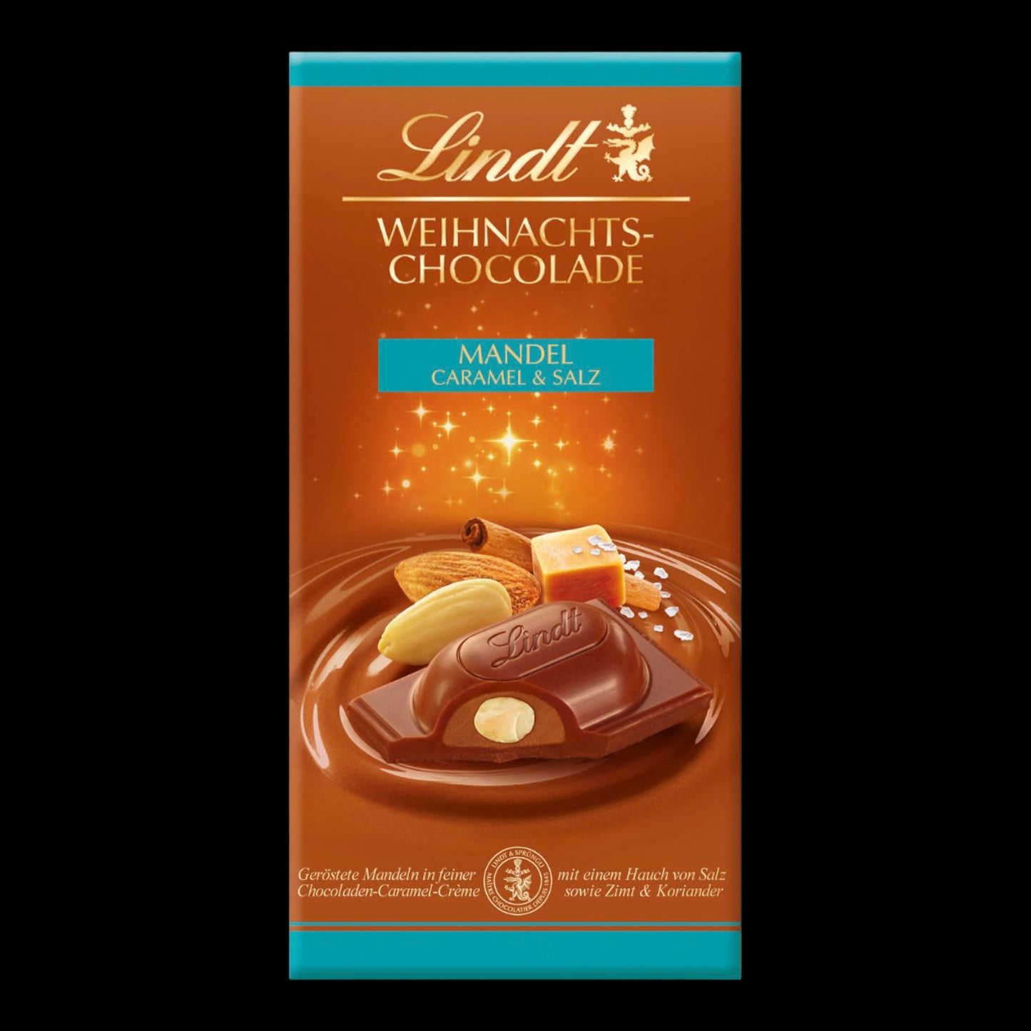 Lindt Weihnachts-Chocolade Mandel Caramel & Salz Tafel 100g MHD:03.24