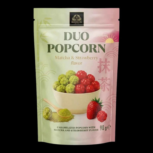 Bardollini Duo Popcorn Matcha und Erdbeere Karamellisiertes Popcorn 90g