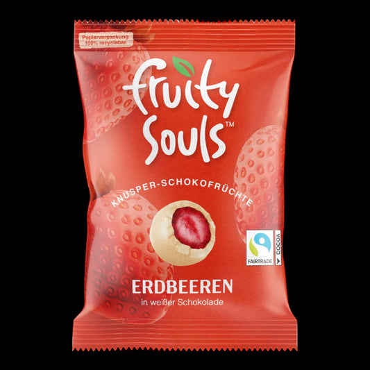 FruitySouls Knusper-Schokofrüchte Erdbeeren Weiße Schokolade 80g