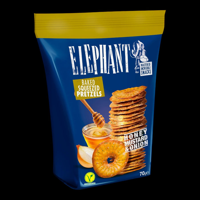 Elephant Squeezed Pretzels Honey Mustard & Onion 160g