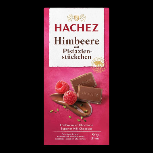 Hachez Himbeere mit Pistazienstückchen 90g