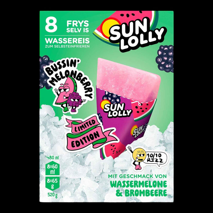 Sun Lolly Wassereis Wassermelone & Brombeere 8er