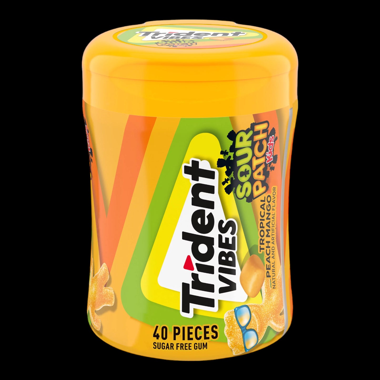Trident Vibes Sour Patch Kids Tropical Peach Mango Sugar Free Gum 40stk