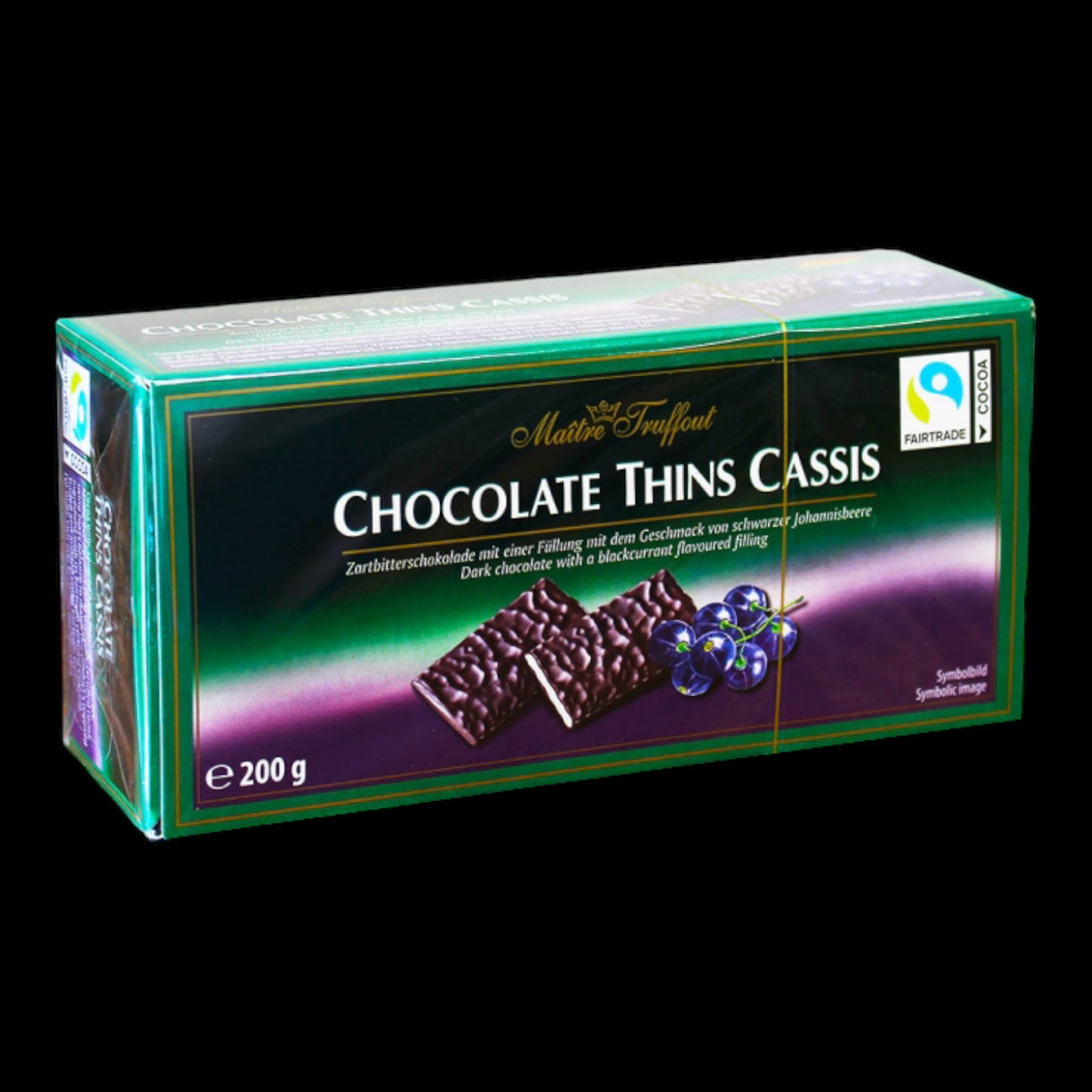 Maitre Truffout Chocolate Thins Cassis 200g