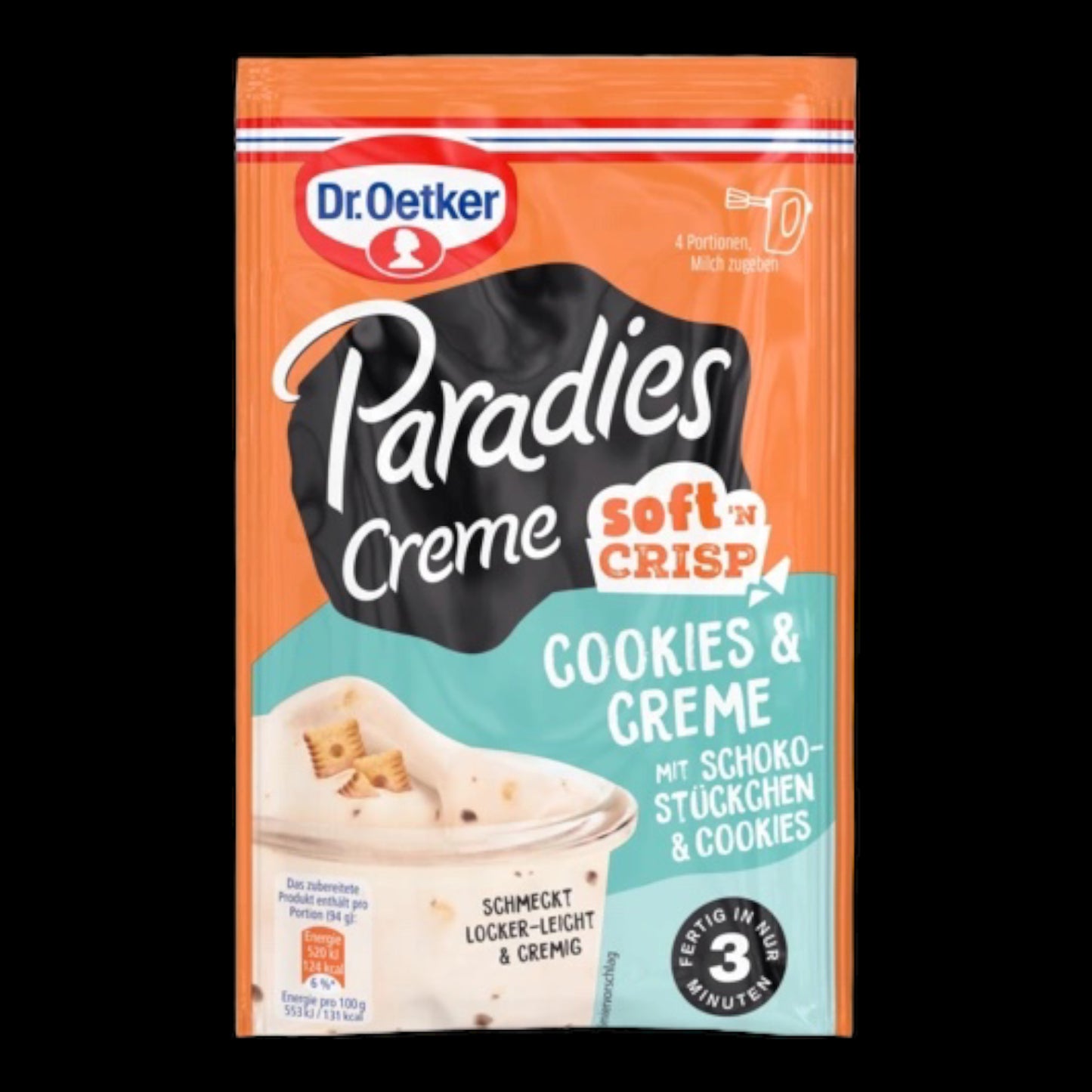 Dr. Oetker Paradies Creme Soft'n Crisp Cookies & Creme mit Schokostückchen & Cookies 78g