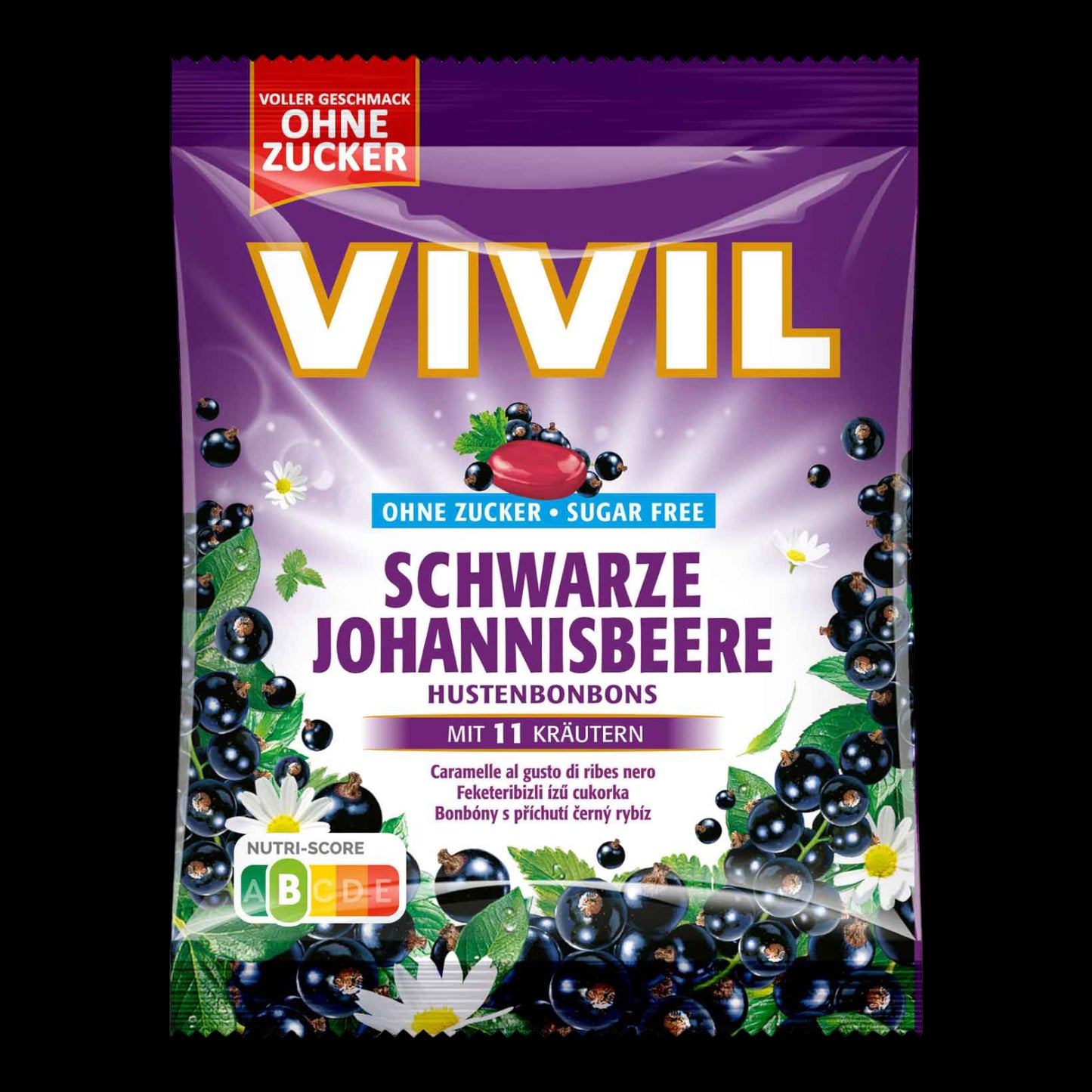Vivil Hustenbonbons Schwarze Johannisbeere ohne Zucker 88g