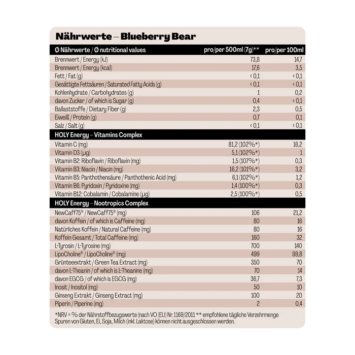 Holy Energy Blueberry Bear Blaubeere Kokos 1x0.5l