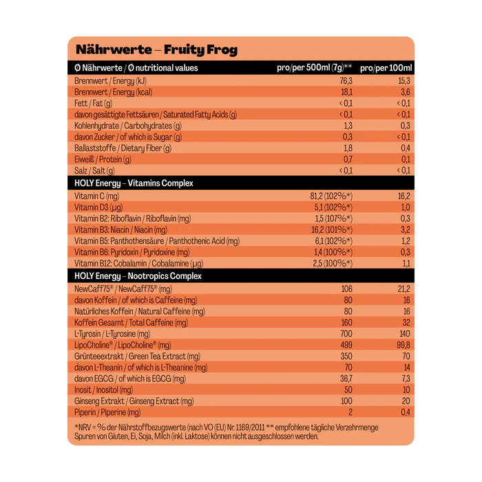 Holy Energy Fruity Frog Mango, Maracuja, Ananas 1x0.5l