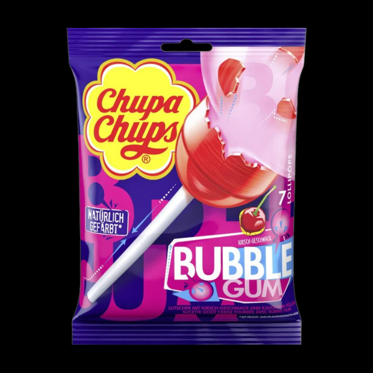 Chupa Chups Lollipops Bubble Gum Kirsch 7er